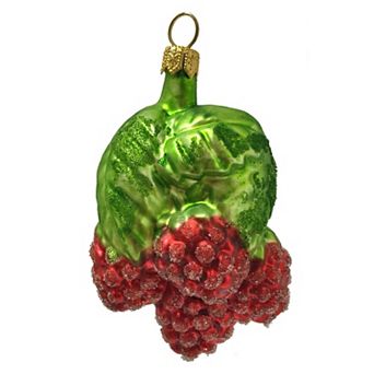 Pinnacle Peak Trading Cluster Of Raspberries Glass Christmas Tree Ornament Raspberry Fruit