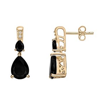 Gemminded 10k Gold Onyx & Diamond Accent Drop Earrings
