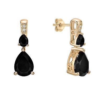 Gemminded 10k Gold Onyx & Diamond Accent Drop Earrings