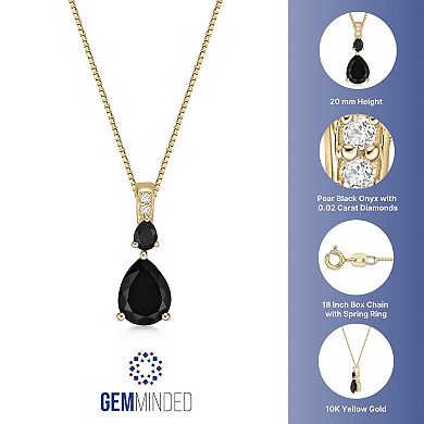 Gemminded 10k Onyx & Diamond Accent Pendant Necklace