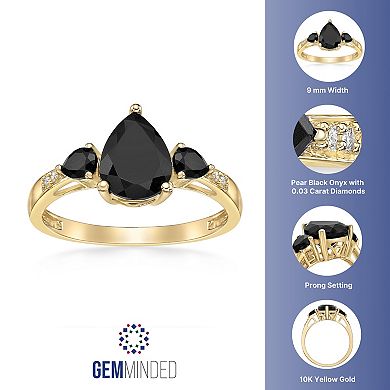 Gemminded 10k Gold Onyx & Diamond Accent Ring