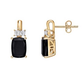 Gemminded 10k Gold Onyx & Lab-Created White Sapphire Drop Earrings