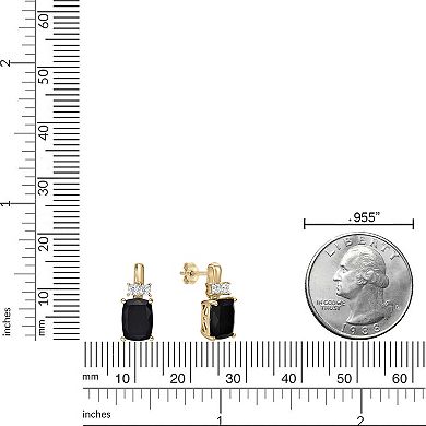 Gemminded 10k Gold Onyx & Lab-Created White Sapphire Drop Earrings