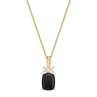 Gemminded 10k Gold Onyx & Lab-Created White Sapphire Pendant Necklace