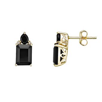 Gemminded 10k Gold Onyx & Diamond Accent Stud Earrings