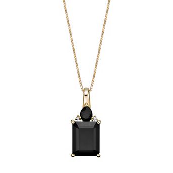 Gemminded 10k Gold Onyx & Diamond Accent Square Pendant Necklace