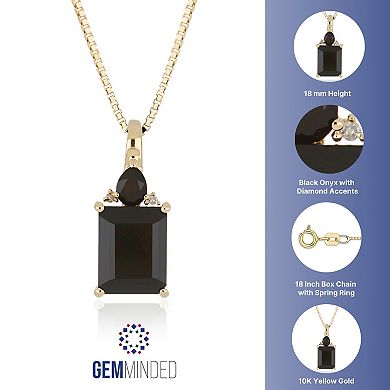 Gemminded 10k Gold Onyx & Diamond Accent Square Pendant Necklace