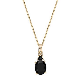 Gemminded 10k Gold Onyx & Diamond Accent Oval Pendant Necklace