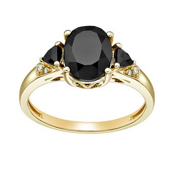 Gemminded 10k Gold Onyx & Diamond Accent Oval Stone Ring