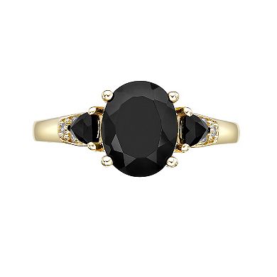 Gemminded 10k Gold Onyx & Diamond Accent Oval Stone Ring