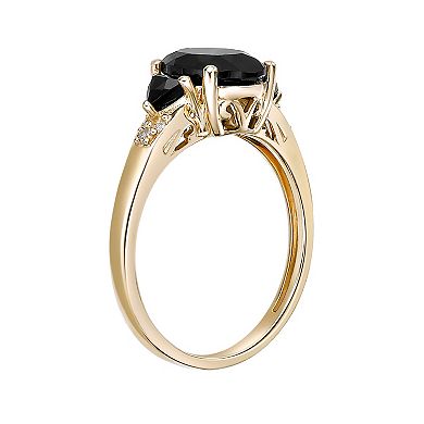 Gemminded 10k Gold Onyx & Diamond Accent Oval Stone Ring