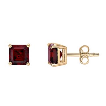 Gemminded 10k Gold Garnet Square Stud Earrings