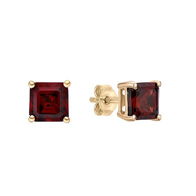 Gemminded 10k Gold Garnet Square Stud Earrings