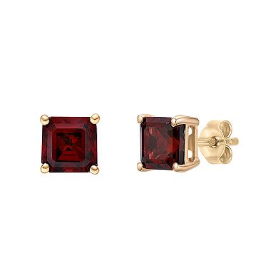 Gemminded 10k Gold Garnet Square Stud Earrings