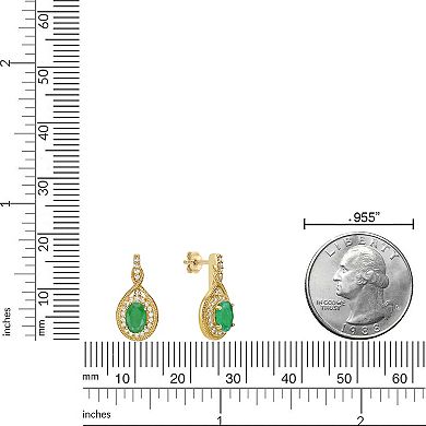 Gemminded 10k Gold Emerald & 1/5 Carat T.W. Diamond Drop Earrings