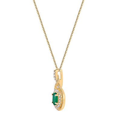 Gemminded 10k Gold Emerald & 1/6 Carat T.W. Diamond Pendant Necklace