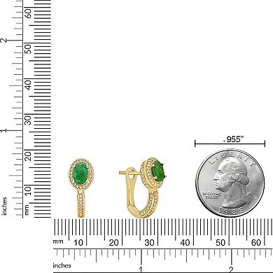 Gemminded 10k Gold Emerald & 3/8 Carat T.W. Diamond U-Hoop Earrings
