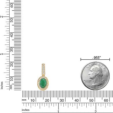 Gemminded 10k Gold Emerald & 1/4 Carat T.W. Diamond Halo Pendant Necklace