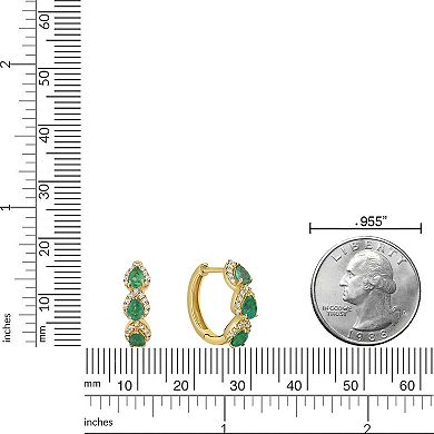 Gemminded 10k Gold Emerald & 1/4 Carat T.W. Diamond Huggie Earrings