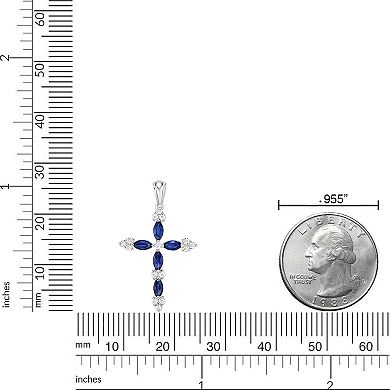 Gemminded 10k Gold Gemstone & 1/6 Carat T.W. Diamond Cross Pendant Necklace