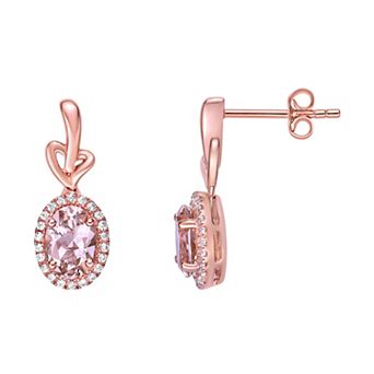 Gemminded 10k Rose Gold Morganite & 1/5 Carat T.W. Diamond Drop Earrings