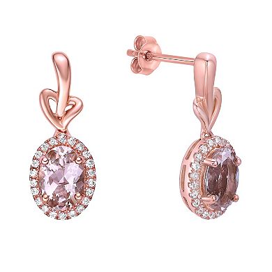 Gemminded 10k Rose Gold Morganite & 1/5 Carat T.W. Diamond Drop Earrings