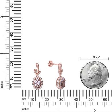 Gemminded 10k Rose Gold Morganite & 1/5 Carat T.W. Diamond Drop Earrings