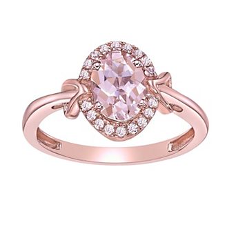 Gemminded 10k Rose Gold Morganite & 1/10 Carat T.W. Diamond Halo Ring