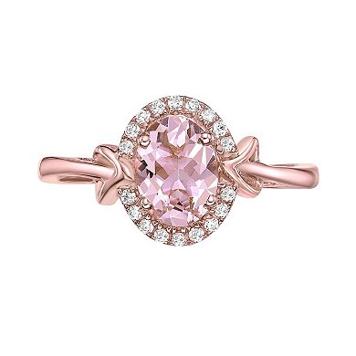 Gemminded 10k Rose Gold Morganite & 1/10 Carat T.W. Diamond Halo Ring