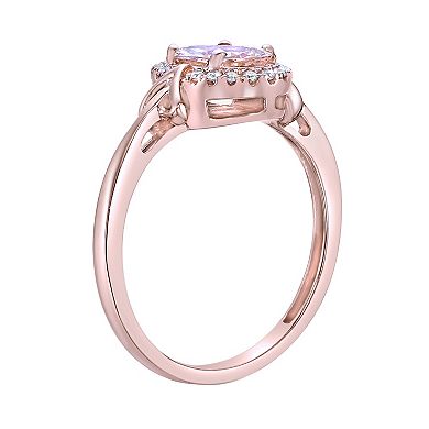 Gemminded 10k Rose Gold Morganite & 1/10 Carat T.W. Diamond Halo Ring