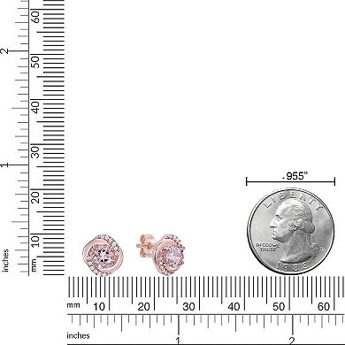 Gemminded 10k Rose Gold Morganite & 1/10 Carat T.W. Diamond Rosette Stud Earrings