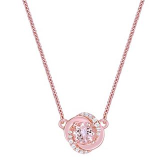 Gemminded 10k Rose Gold Morganite & 1/10 Carat T.W. Diamond Rosette Necklace