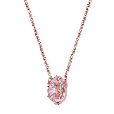Gemminded 10k Rose Gold Morganite & 1/10 Carat T.W. Diamond Rosette Necklace