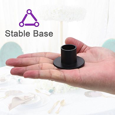 Black Candlestick Holder Metal Round Candle Stand Centerpieces Decoration 4 Pack