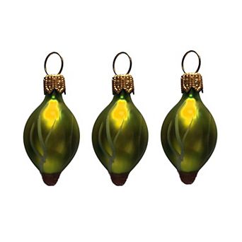 Pinnacle Peak Trading Green Gooseberries Polish Glass Christmas Tree Ornament Set Of 3 Fruit Food