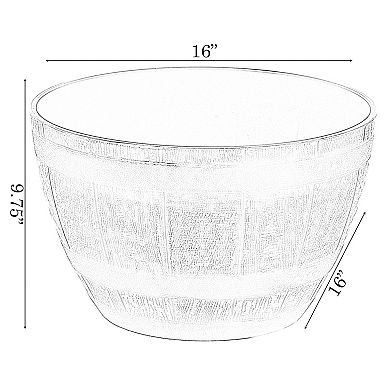 Outdoor Rustic Half Barrel Flower Garden Planter Bowl, Plastic