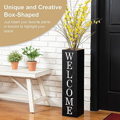 Glitzhome 30"h Double Sided Solid Wood Boxed "welcome Home" Porch Sign