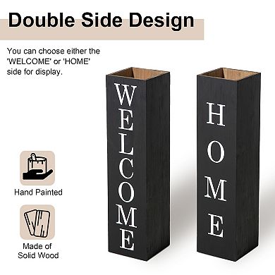 Glitzhome 30"h Double Sided Solid Wood Boxed "welcome Home" Porch Sign