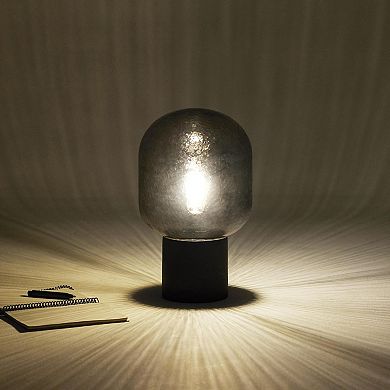 Brightech Bruce 16" Cement Led Table Lamp With Speckle Glass Shade