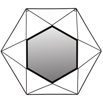 Uniquewise Decorative 20-Inch Star Shaped Black Metal Frame Modern Wall Mounted Geometric Mirror