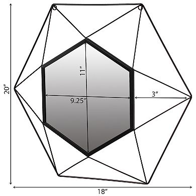 Uniquewise Decorative 20-Inch Star Shaped Black Metal Frame Modern Wall Mounted Geometric Mirror