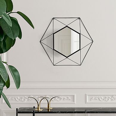 Uniquewise Decorative 20-Inch Star Shaped Black Metal Frame Modern Wall Mounted Geometric Mirror