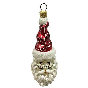 Pinnacle Peak Trading Santa Claus Face With Glasses Polish Glass Christmas Tree Ornament Decoration