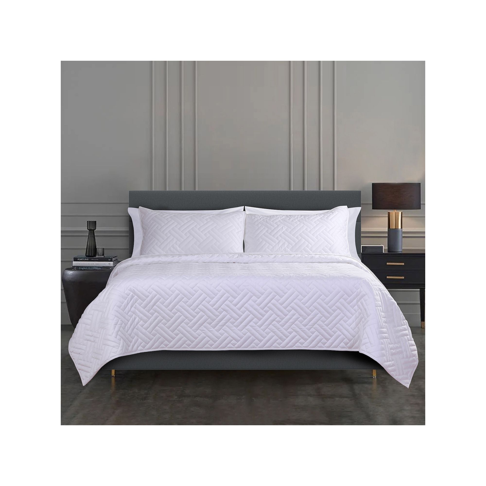 Hotelier Quilted Coverlet Set, White
