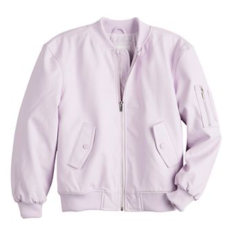 Girls 7-16 Harper & Ivy Faux Leather Moto Bomber Jacket