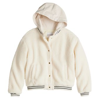 Girls 7-16 Harper & Ivy Sherpa Hooded Bomber Jacket