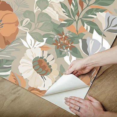 RoomMates Poppy Fields Linen Peel and Stick Wallpaper