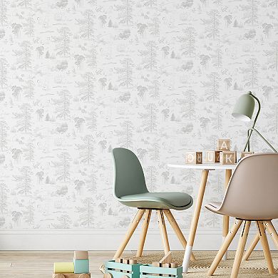 RoomMates Winnie The Pooh Grey Toile Peel and Stick Wallpaper