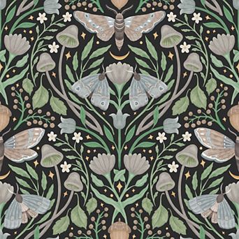 RoomMates Enchanted Forest Damask Blue Peel and Stick Wallpaper