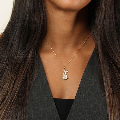 Gemminded 18k Gold over Sterling Silver Mother-of-Pearl & Garnet Rabbit ...